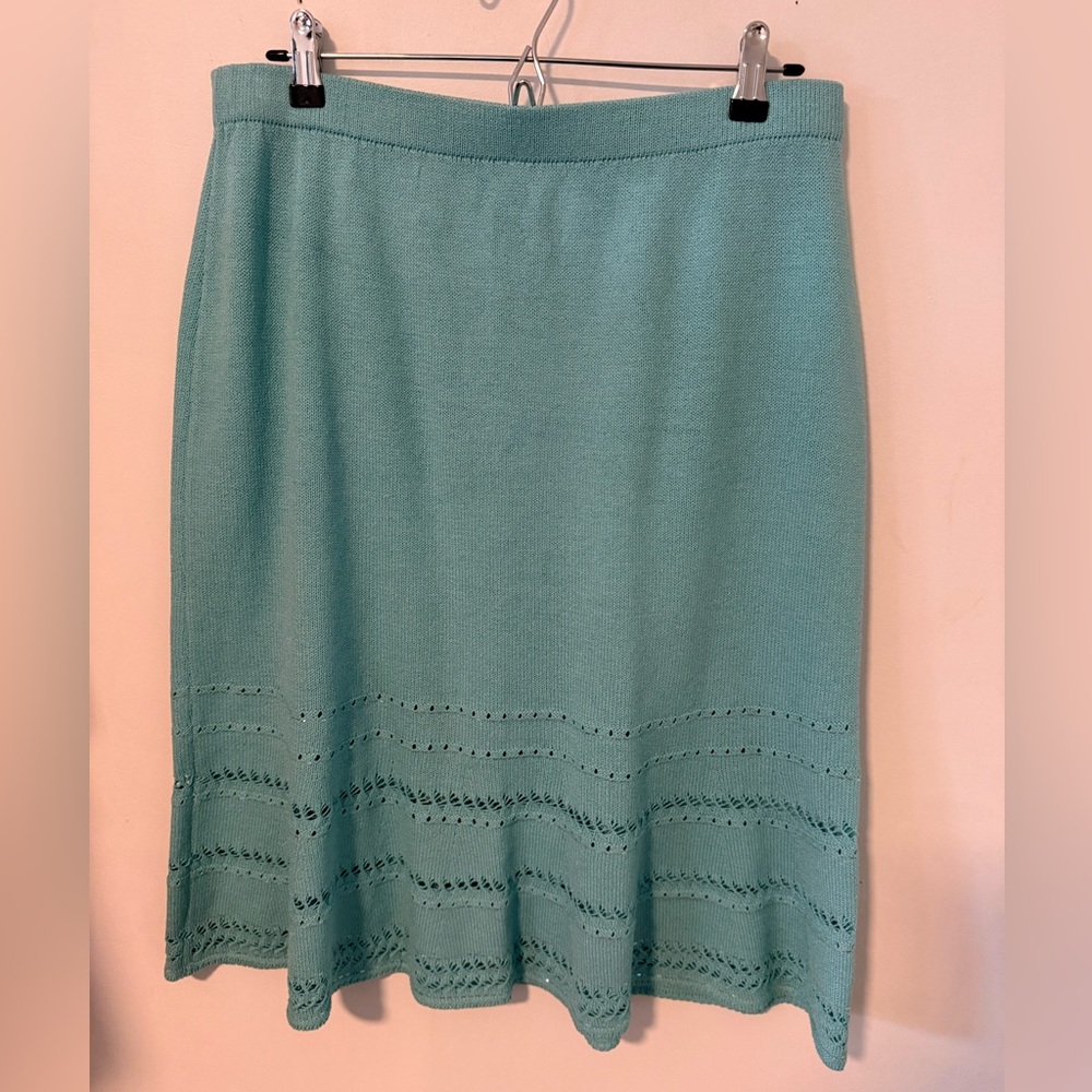 St. John Aqua Knit A-Line Skirt